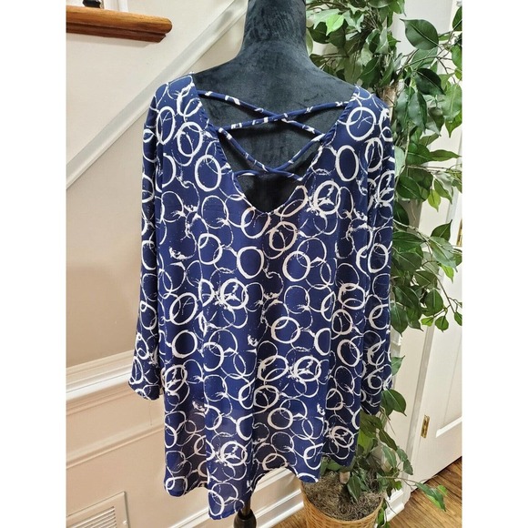 Avenue Women's Blue Polyester Round Neck Long Sleeve Pullover Blouse Size 22/24 - Picture 7 of 13
